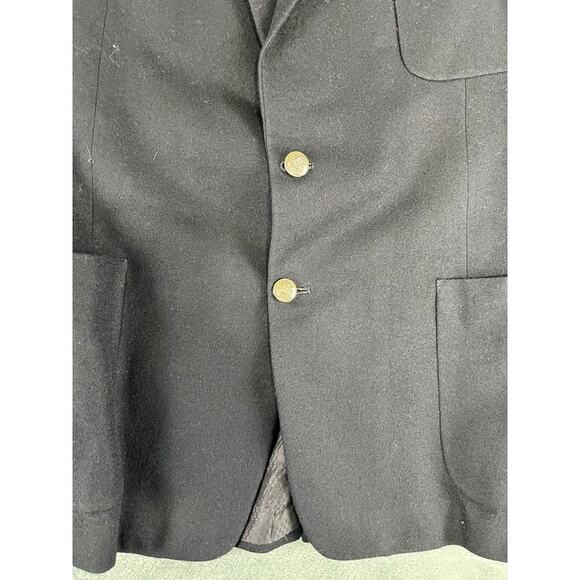 VTG Men's Black Petrocelli Alexandre Oxford London Wool Blazer Size 46R EXC - Picture 8 of 13